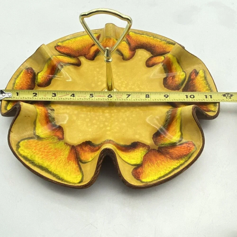 MCM Sequoia Ware Tidbit Serving Tray Yellow‎ Wave California Art Pottery USA VTG